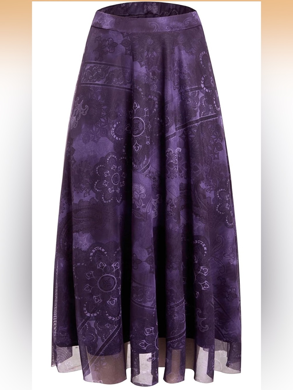 Women's Purple A-Line Floral Jacquard Maxi Skirt